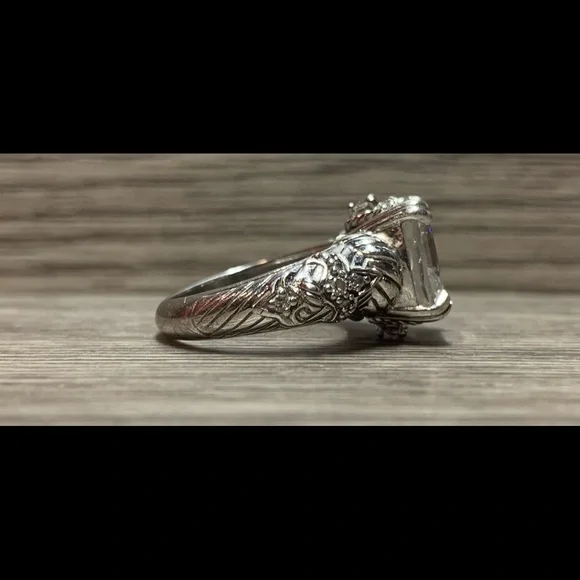 Judith Ripka Sterling Silver Asscher Cut Cubic Zirconia Ring, Size 5 - Picture 4 of 10